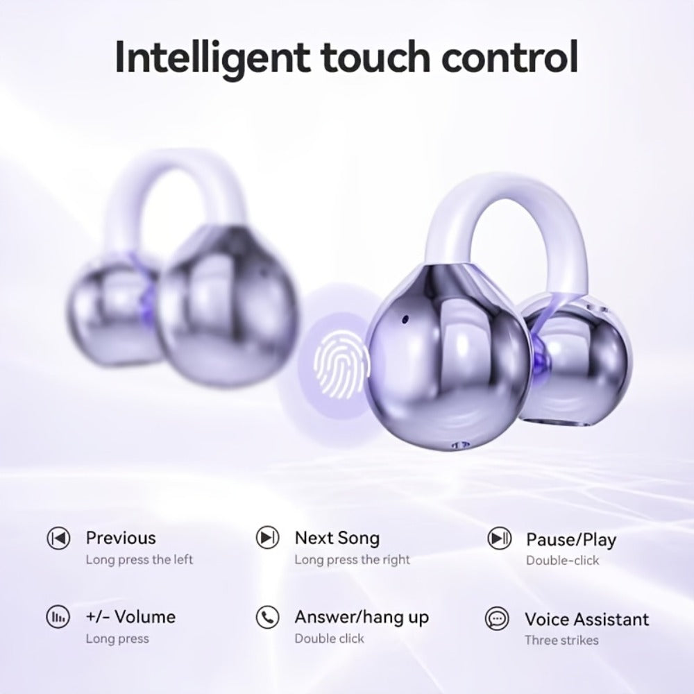 Open-Ear Clip Earphones Bluetooth 5.4 Wireless Earbuds for Glasses Wearers Small Ears Low Latency for an Everyday Personal Care Routine