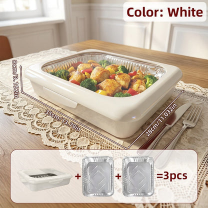 Aluminum Foil Insulated Food Tray Set 2-in-1 Reusable Stand with 2 Disposable Foil Trays for Grilling, Camping and Outdoor Meals