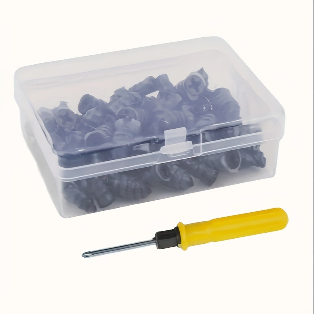 Tubeless Tire Repair Kit 121-Piece – Rubber Nail Plugs with Screwdriver, Emergency Puncture Repair Tool for Car, Truck & Motorcycle