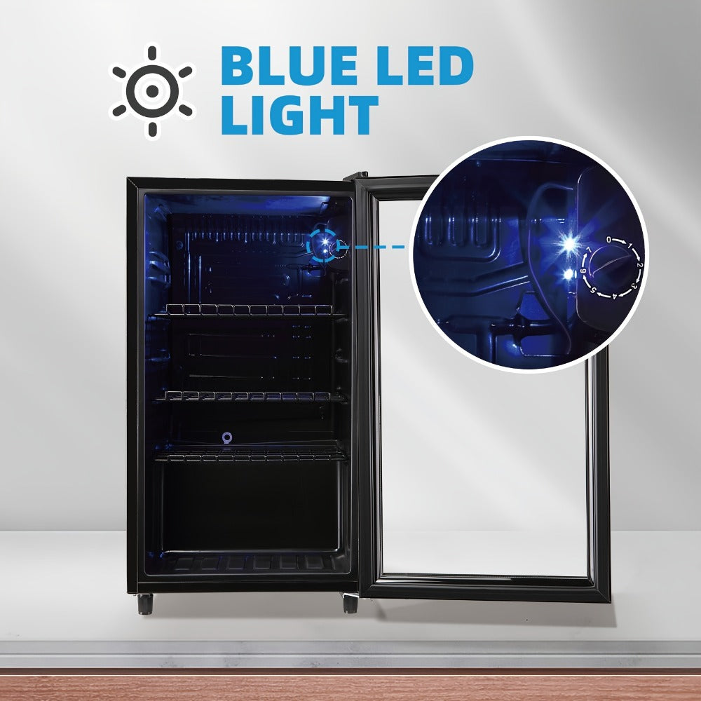 Beverage Refrigerator with Glass Door, Mini Fridge 2.0/3.5/4.0 Cu Ft, LED Lights, Adjustable Shelves