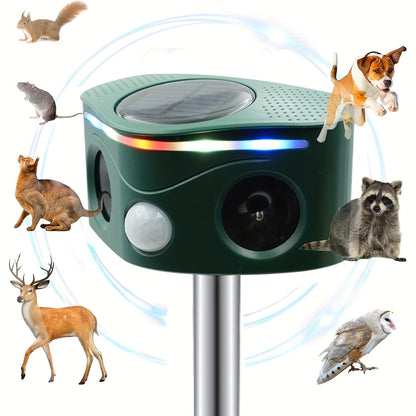 Ultrasonic Animal Repeller, Solar Motion Sensor Deer Cat Dog Garden for Garden, Patio and Yard Use