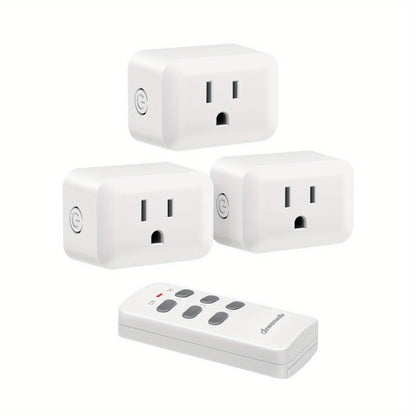 Wireless Remote Control Outlet Switch 100ft RF Range Programmable Expandable Plug-in Remote for Entryways, Bedrooms and Living Spaces