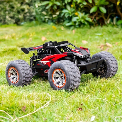 Remote Control Car, 1:18 Scale Alloy Monster Truck with 2.4GHz Control, LED Headlights and Red or Yellow Finish
