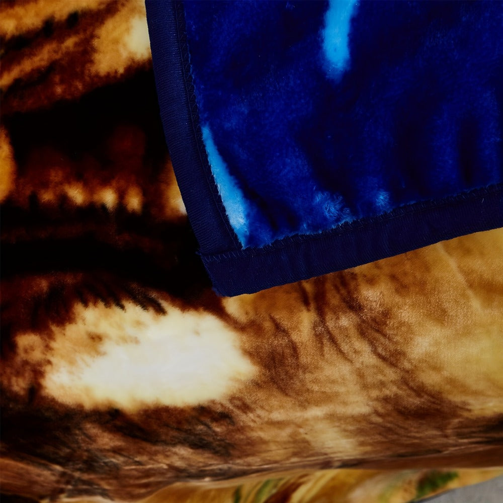 Reversible Plush Blanket 2-Ply 520GSM Milk Velvet - Queen King Size Blanket with Vibrant Animal & Floral Designs