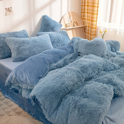 Plush Duvet Cover 100% Polyester Soft Warm Zipper Closure Cozy Bedroom Bedding Twin Full Queen King Solid Tie Dye 14 Colors for Bedroom