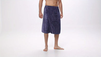 Bath Towels Wearable Mens Wrap 320GSM Suede Microfiber in Blue or Brown for Shower and Spa