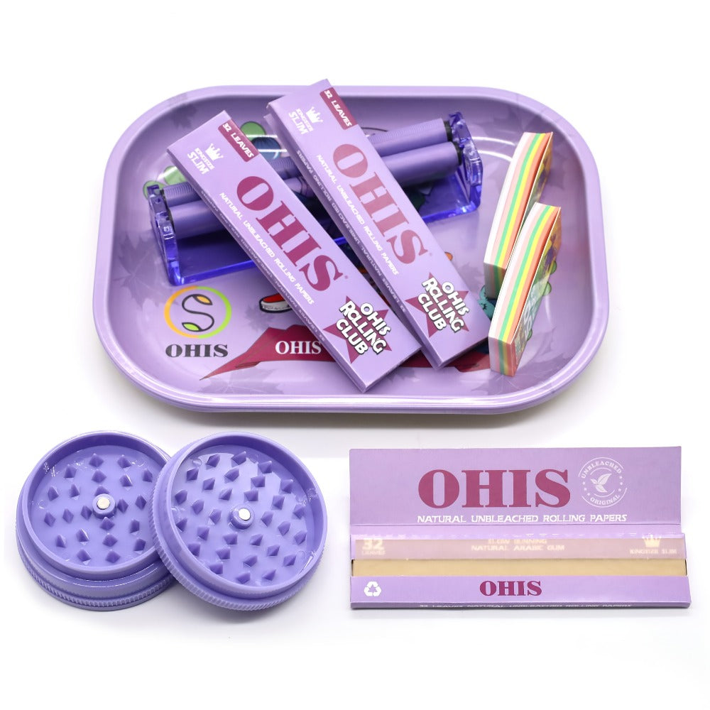 Rolling Tray Set with Grinder Rolling Papers Filter Tips Cigarette Maker – Complete Smoking Accessories Kit Gift Set for Valentine's Day