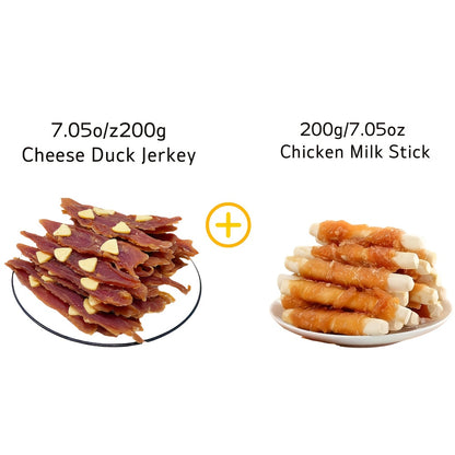 Sesame Duck Jerky Dog Treats 400g Mixed Flavor – Cheese Duck, Chicken Jerky & Sandwich Sticks, High Protein Low Fat