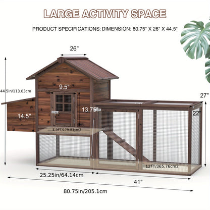 Chicken Coop, Wooden Outdoor Rabbit Duck Small Animal Poultry Cage for Garden, Patio and Yard Use