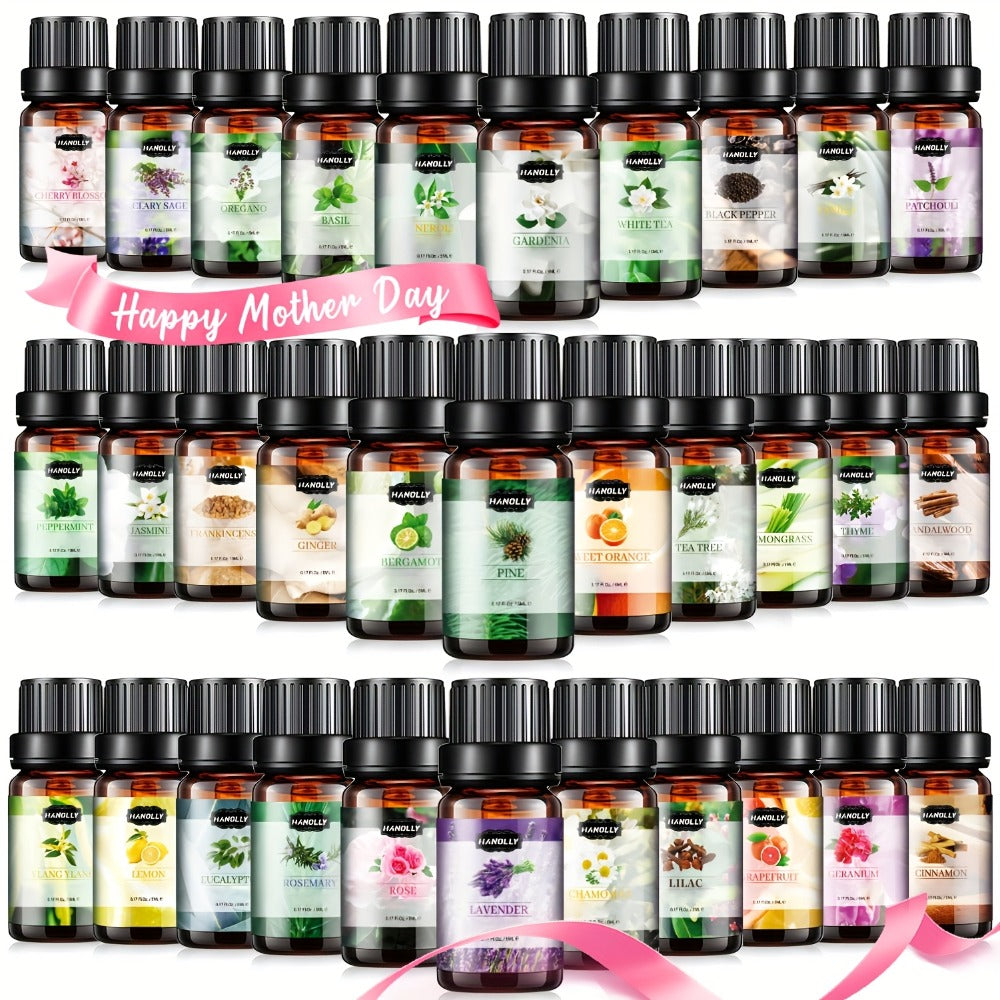 Essential Oil Gift Set with 12, 26, 32 or 48 Five-Milliliter Bottles and Assorted Scent Labels