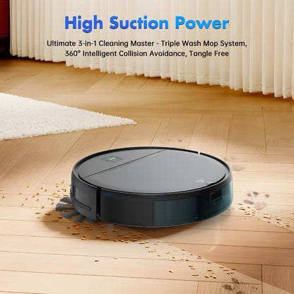 Robot Vacuum Cleaner 5000Pa 3-in-1 Sweep Vacuum Mop with Auto Charging App Voice Control for Entryways, Bedrooms and Living Spaces