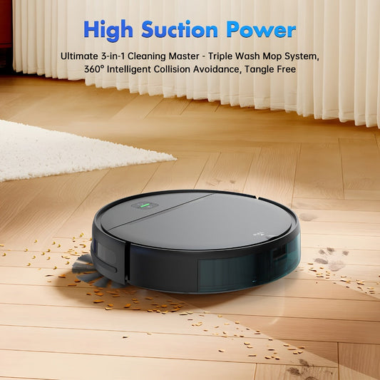 Robot Vacuum Cleaner 5000Pa 3-in-1 Sweep Vacuum Mop with Auto Charging App Voice Control for Entryways, Bedrooms and Living Spaces