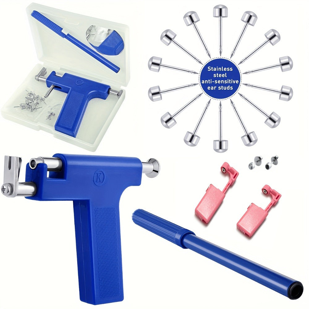 Stainless Steel Body Piercing Studs Kit - 10 Pairs Ear Nose Cartilage Studs with 2 DIY Setting Tools