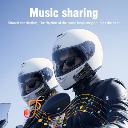 Motorcycle Helmet Bluetooth Intercom Headset 500M Range Bluetooth 5.3 LED Display Noise Cancelling Voice Control FM Radio Music Sharing