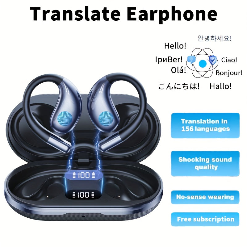 AI Translation Earbuds Bluetooth 5.4, 156 Languages Real-Time Two-Way Translation, Offline Mode, Audio Transcription & Photo Translation