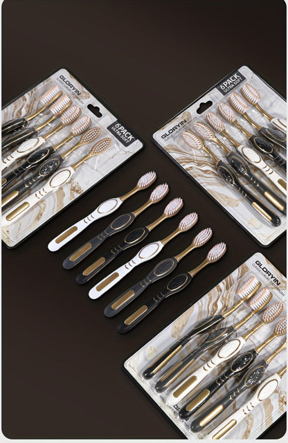 Gloryin Soft Bristle Toothbrush Set Anti-Slip Olive Handle Full Size Head Gentle Gum Care Daily Oral Hygiene