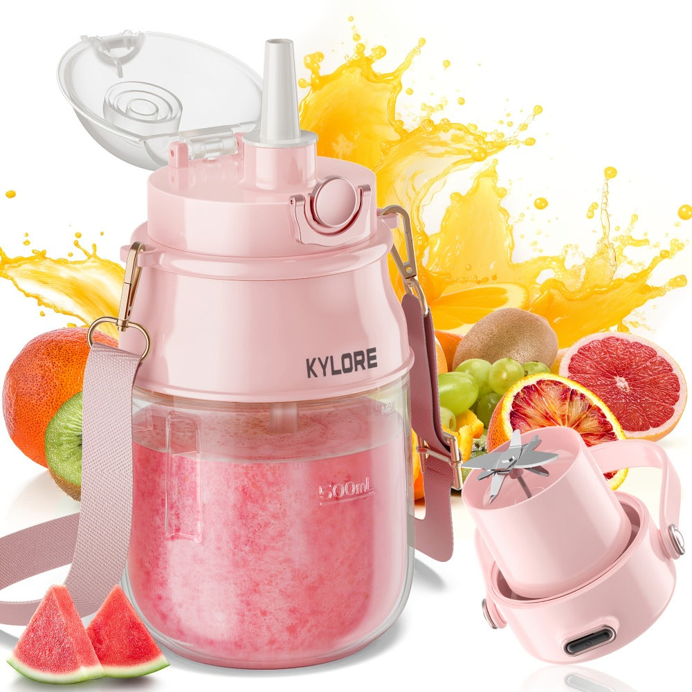 Personal Blender USB-C Rechargeable 27oz - 10-Blade Portable Smoothie Blender with Shoulder Strap