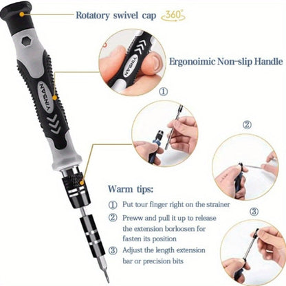 Precision Screwdriver Bit Set 30/51/55-in-1 with Case, Mini Magnetic Repair Tool Kit for iPhone, Laptop, PC, Watch, Glasses & Electronics
