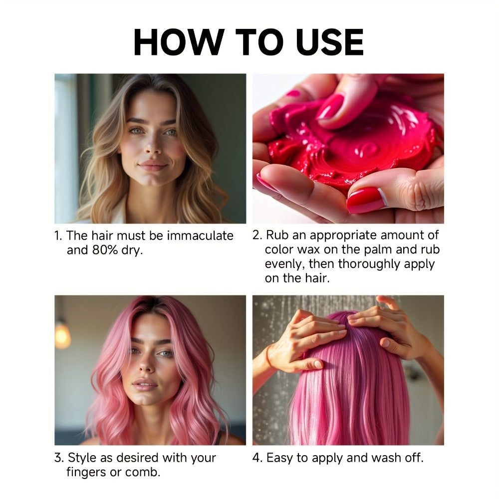 Hair Color Wax 13 Shades 120g, Temporary Hair Dye for Men & Women, Easy Apply & Wash Out, Party, Festival