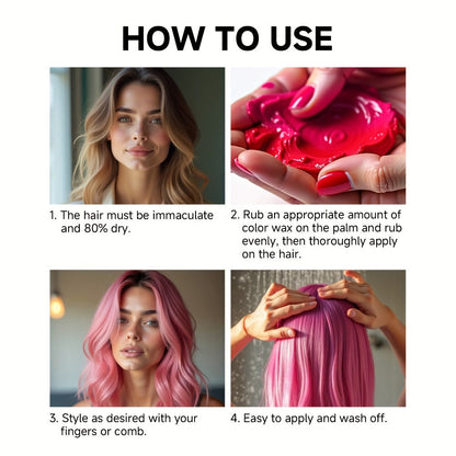 Hair Color Wax 13 Shades 120g, Temporary Hair Dye for Men & Women, Easy Apply & Wash Out, Party, Festival