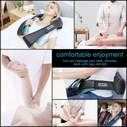 Black Shiatsu Neck and Shoulder Massage Pillow with Heat, 8 Kneading Rollers, 15-Minute Auto-Off and Home or Car Power