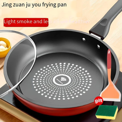 Nonstick Frying Pan with Lid 9.45 10.24 11.02 Inch Cast Iron Style Flat Bottom Skillet for Home Cooking, Dining and Outdoor Meals