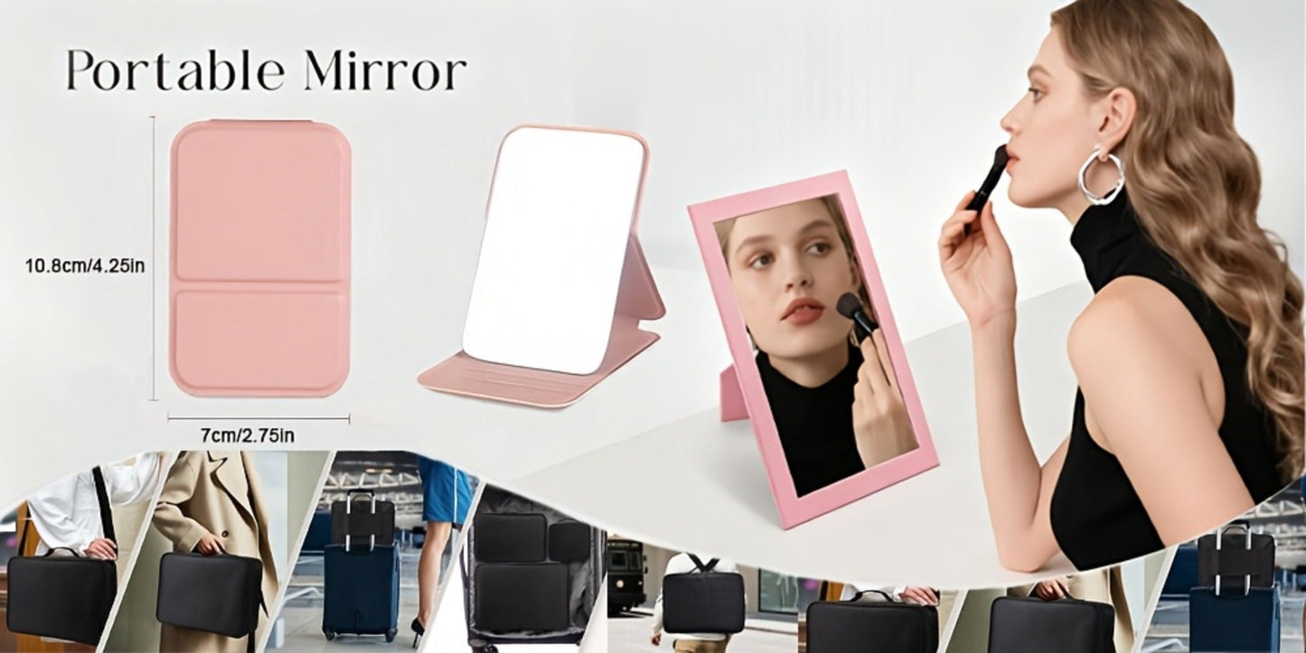 Black 15.8-Inch Soft Makeup Train Case with Three-Layer Interior, Brush Panel and Shoulder Strap