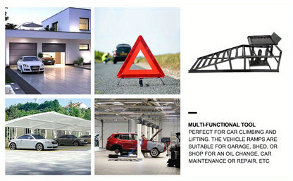 Hydraulic Vehicle Ramps 11, 000 lb 5T Low Profile Heavy Duty Lift Service Ramps for Truck Trailer Garage – Adjustable Height