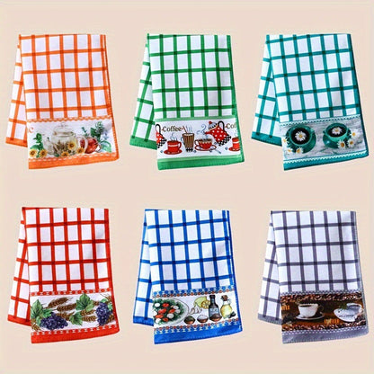 Six-Piece Printed Kitchen Towel Set, Approximately 60 x 40cm Each in Combination A or B Designs