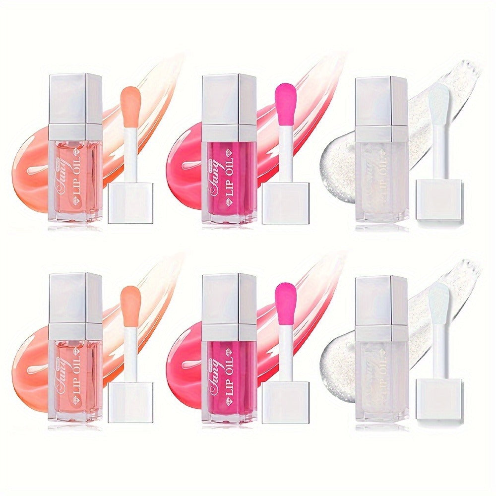 Plumping Lip Gloss Oil Set 3pcs 6pcs Transparent Glow Lip Plumper – High-Shine Glossy Finish in Berry Coral Pink Red