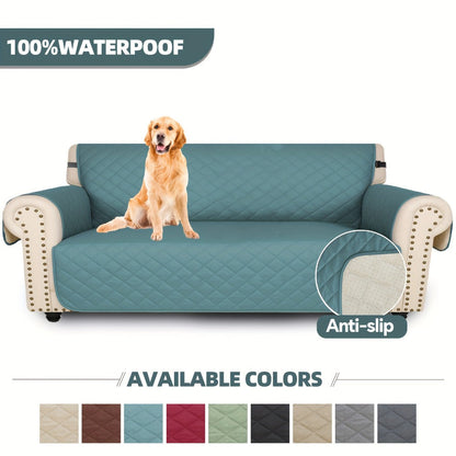 Sofa Cover Quilted Microfiber Three-Seat Panel Set with Two Foam Tubes, Straps and Side Pocket
