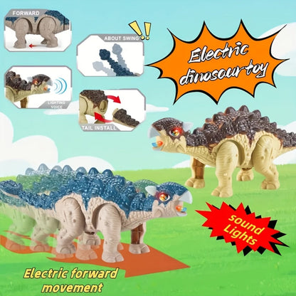 Battery-Powered Walking Ankylosaurus Dinosaur Toy with Roaring Sound and Random-Color Checkout