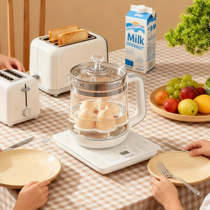 Electric Health Pot Smart Kettle 1.8L Thickened Glass 18 Smart Functions Removable Filter Multi-Functional for Tea Herbal Brewing Camping