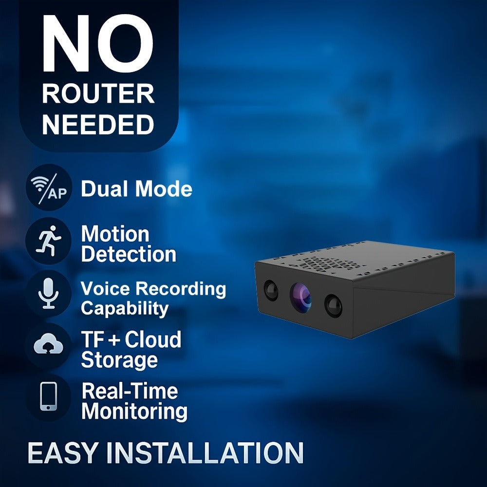 Mini Security Camera No WiFi No Internet Needed, Full HD 1080P Wireless Indoor Camera Built-In AP Hotspot