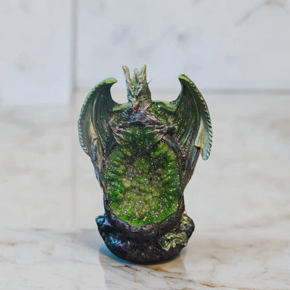 Dragon Figurine Statue Guarding Crystal Cave Polyresin Collectible Home Decor Sculpture Fantasy Dragon for Garden, Patio and Yard Use