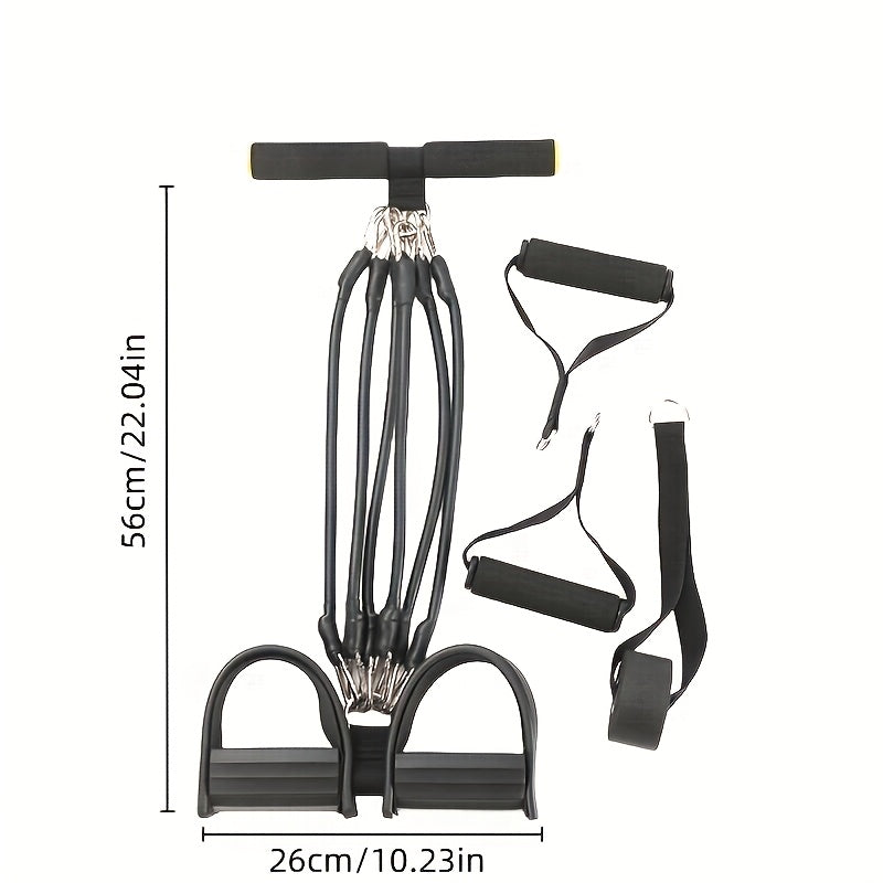 Resistance Band Foot Pedal Puller – TPE Stackable Exercise Bands for Sit-Ups, Leg & Ab Workouts, Adjustable Strap