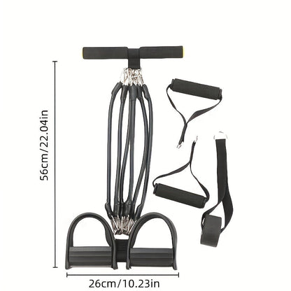 Resistance Band Foot Pedal Puller – TPE Stackable Exercise Bands for Sit-Ups, Leg & Ab Workouts, Adjustable Strap