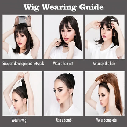Synthetic Wig 26-Inch Milky White Ombre Straight Style with A-Line Bangs and Glue-Free Cap