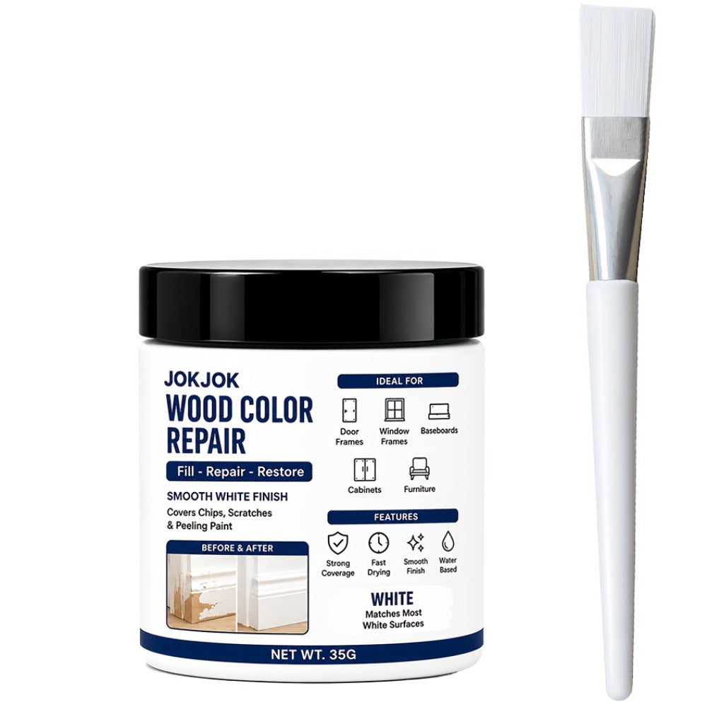 Wood Filler Paste - White Trim for Door Frames, Window Frames, Baseboards & Cabinets - Covers Scratches
