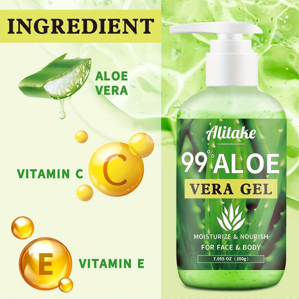 99% Pure Aloe Vera Gel 200ml / 7oz Fresh-Harvested Within 12 Hours for Bath Time, Home Spa and Personal Care