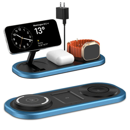 Wireless Charging Station, Foldable 3-in-1 15W Pad for iPhone, Samsung Galaxy, Apple Watch and AirPods Models