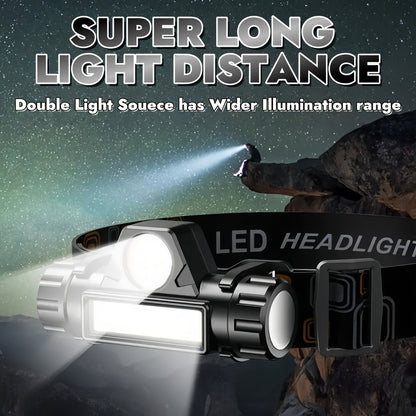 Rechargeable Headlamp 4 Pack, COB LED Head Lamp with Magnetic Base, USB Rechargeable Super Bright Headlight