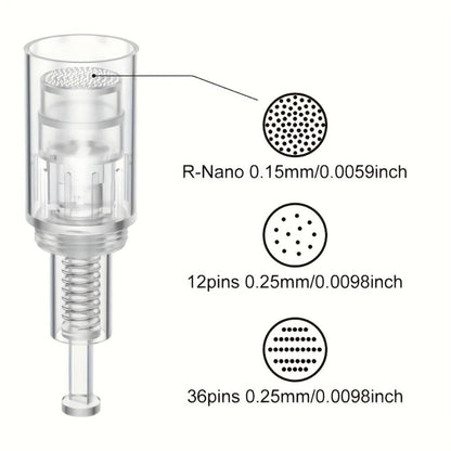 Microneedling Cartridges 10pcs Replacement Needle Tips for Derma Pen, 12 Pin 36 Pin R-Nano 0.25mm Screw-Lock