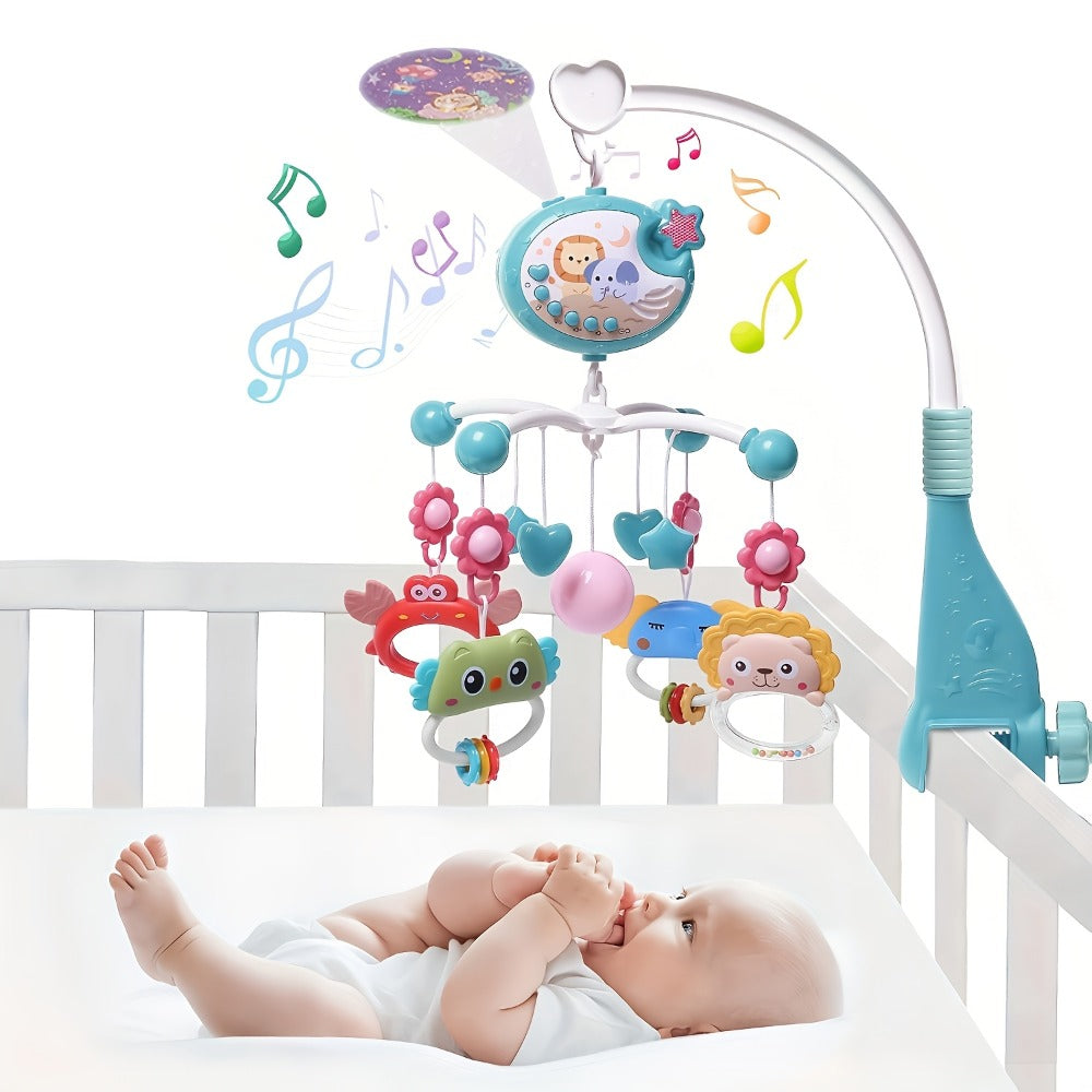 Baby Musical Crib Mobile with Music & Lights Projection, Take-Along Rattle & Music Box, Owl, Star & Penguin Styles