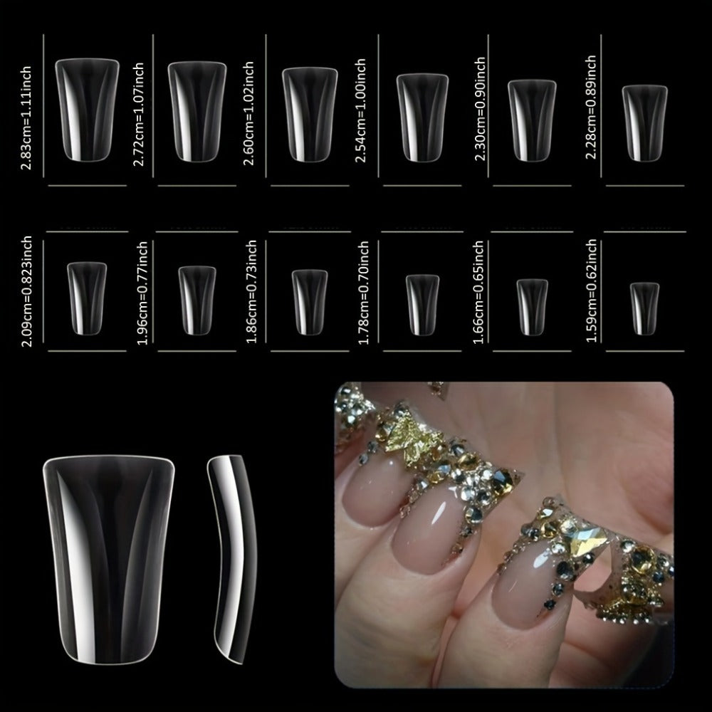 Press On Nails 10-Piece Medium Duckbill Set with Brown-Pink Gradient, 5D Flowers and Included Gel Tabs