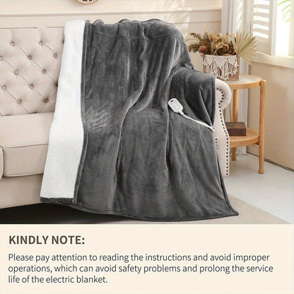 Electric Blanket with Temperature Control and Timer, Extra Large Flannel Heated Blanket, 8 Levels Auto-Off