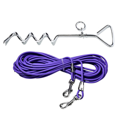 Dog Tie-Out Cable and Metal Stake 30ft – Heavy Duty Outdoor Dog Leash for Small Medium and Large Dogs Yard Camping