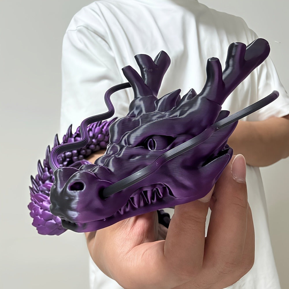 3D Printed Dragon 35.4 Inch with Flexible Joints – Articulated Poseable Dragon Figurine for Car Dashboard, Home Decor & Desk Display