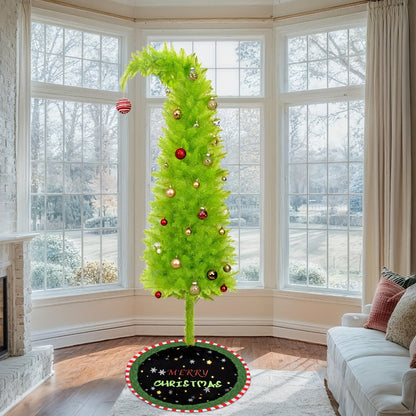 6 Foot Artificial Christmas Tree with Lights Tree Skirt and Christmas Ball Bendable Xmas Tree for Entryways, Bedrooms and Living Spaces