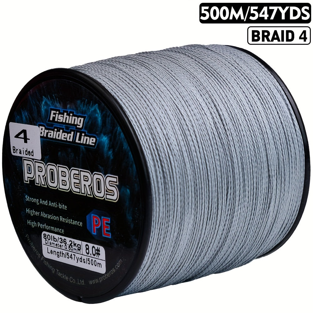 Braided Fishing Line 4 Strand 500M/547Yds – Abrasion Resistant Zero Stretch Superline 6LB-80LB, Multi-Color, Gray/Green/Camo
